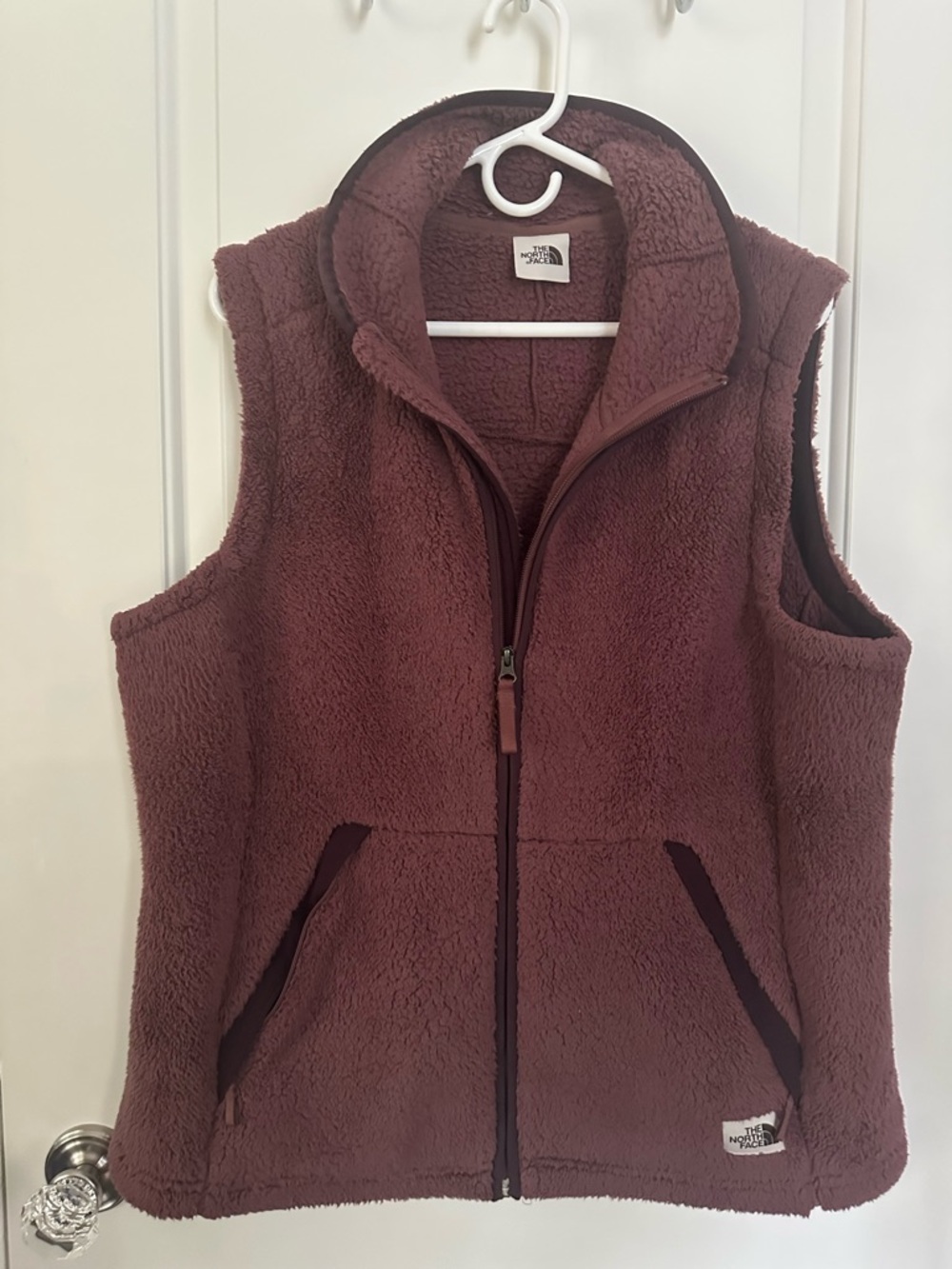 The North Face Fuzzy Sherpa Vest Women’s Dusty Rose Full Zip Cozy Fleece Large